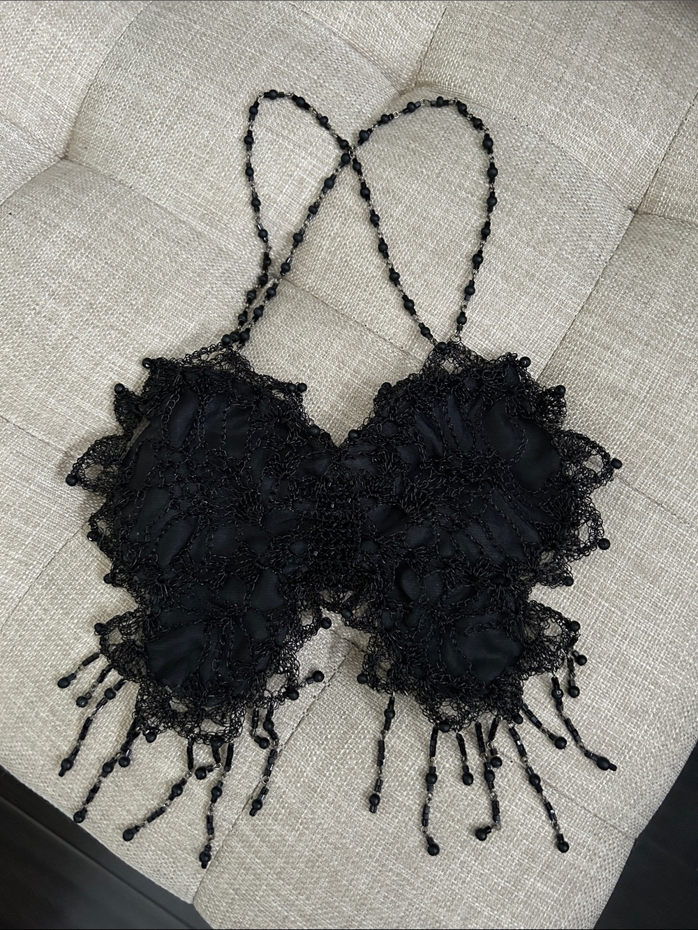Black Butterfly Beaded Lace Purse